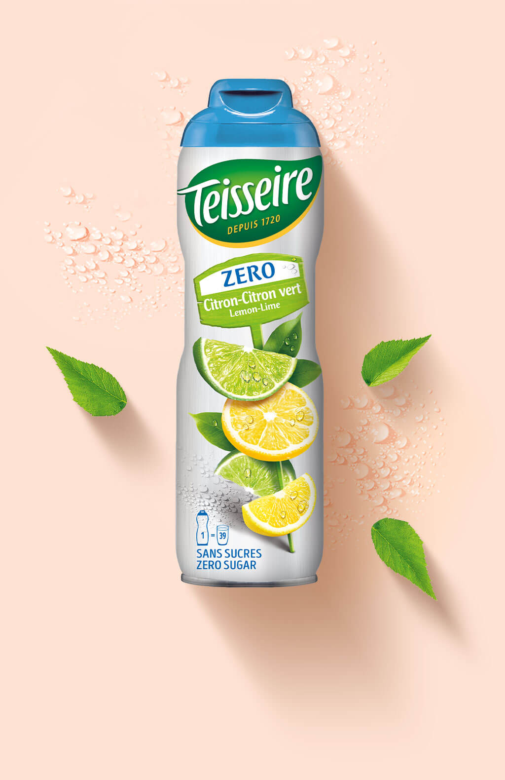 Bidon de sirop zero sucres citron, citron vert Teisseire